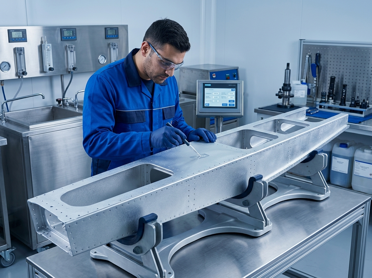 Controlled surface treatment of an aerospace aluminum component