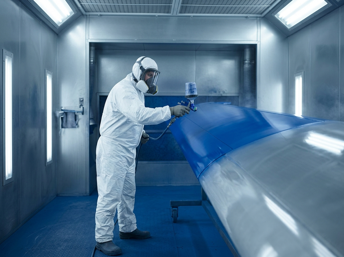Professional coating application on an aircraft component